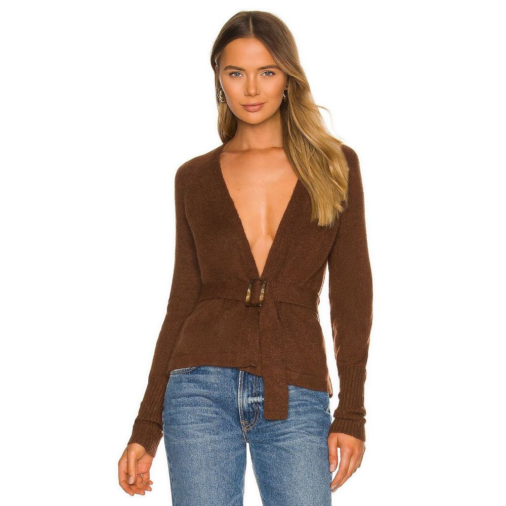 NEW Size S L'Academie Mara Cardigan in Chocolate REVOLVE MSRP $148